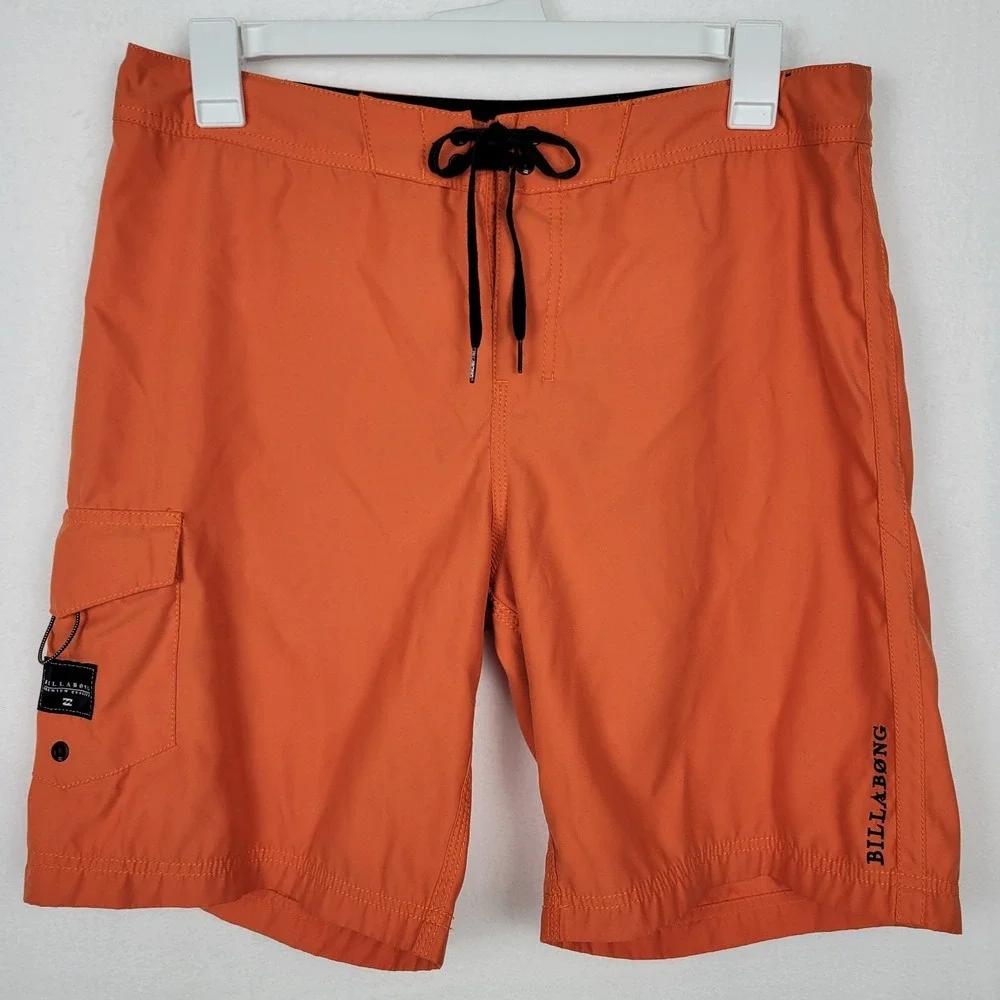 Vintage Billabong Board Shorts Mens 36‎ Burnt Orange Surf Swim Cargo Pockets